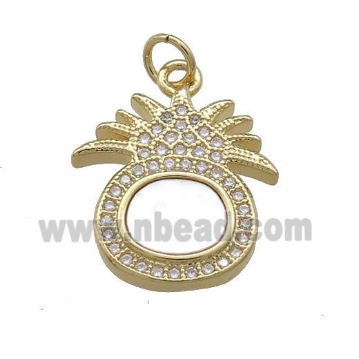 Copper Pineapple Pendant Pave Shell Zircon 18K Gold Plated