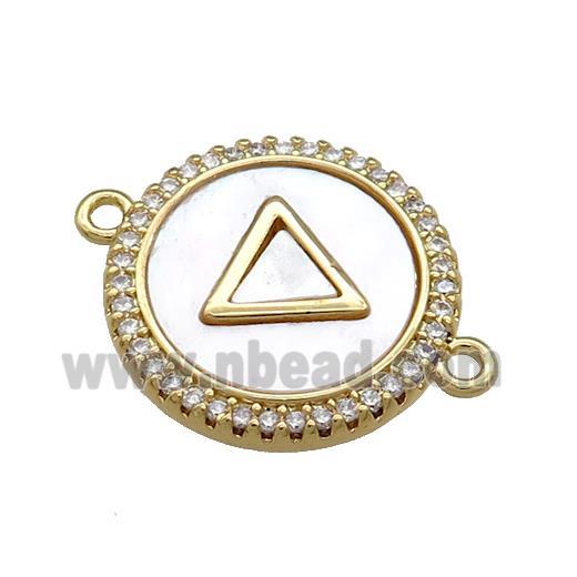Copper Triangle Pendant Pave Shell Zircon Circle 18K Gold Plated