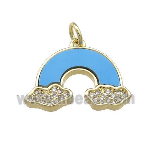Copper Rainbow Pendant Pave Blue Shell Zircon 18K Gold Plated