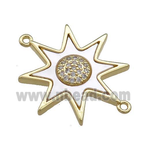 Copper Star Connector Pave Shell Zircon 18K Gold Plated