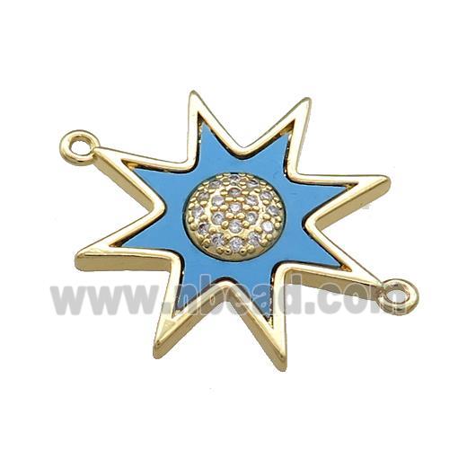 Copper Star Connector Pave Blue Shell Zircon 18K Gold Plated