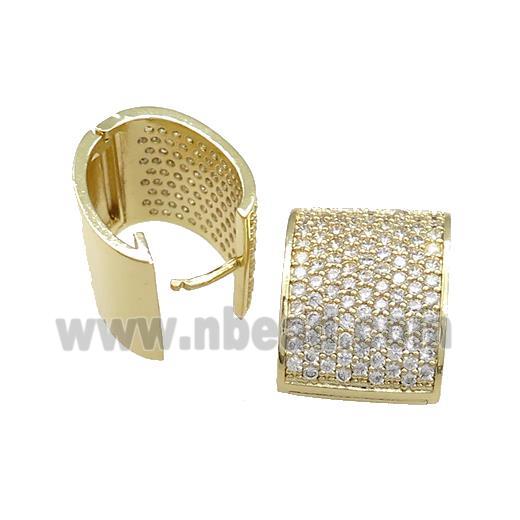 Copper Latchback Earrings Pave Zircon Rectangle Gold Plated