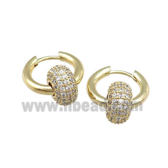 Copper Hoop Earrings Donut Pave Zircon Gold Plated