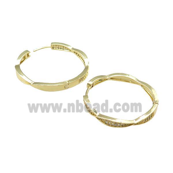 Copper Hoop Earrings Pave Zircon Gold Plated