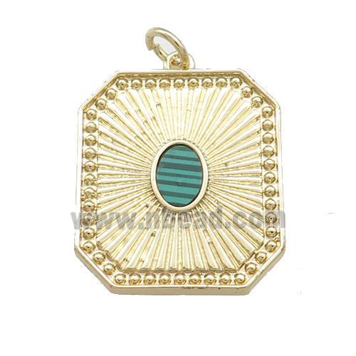 Copper Rectangle Pendant Pave Gemstone Gold Plated