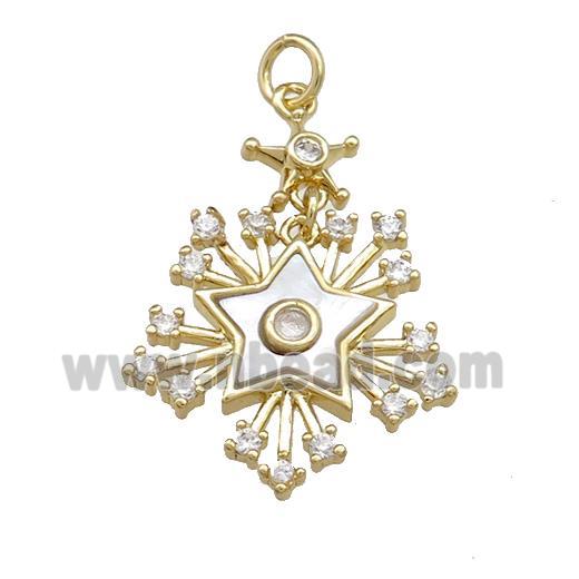 Copper Star Pendant Pave Shell Zircon Gold Plated