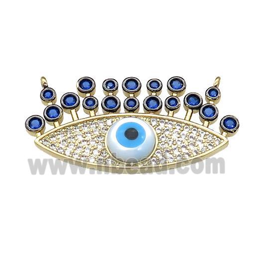 Evil Eye Charms Copper Pendant Pave Zircon 2loops Gold Plated