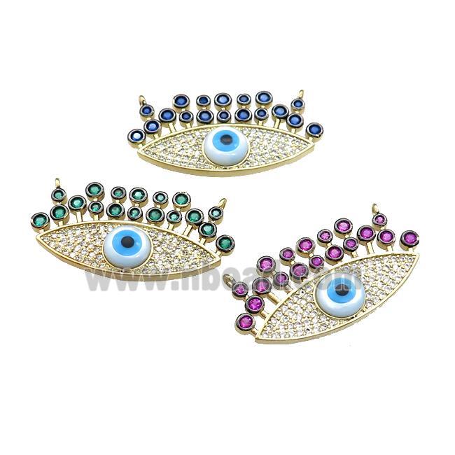 Evil Eye Charms Copper Pendant Pave Zircon 2loops Gold Plated Mixed