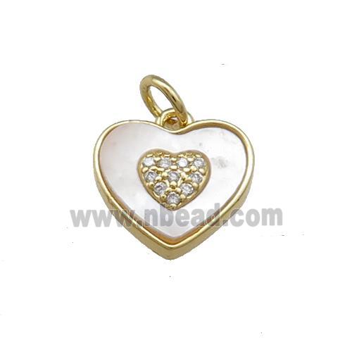 Copper Heart Pendant Pave Shell Zircon Gold Plated
