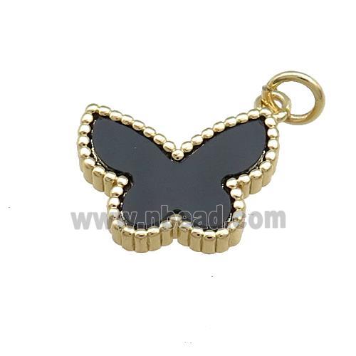 Copper Butterfly Pendant Pave Onyx Gold Plated