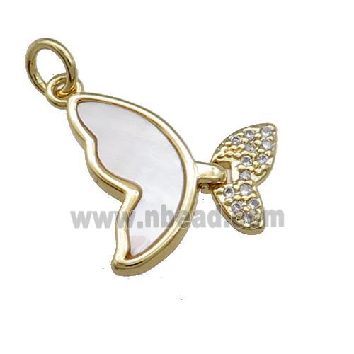 Copper Butterfly Pendant Pave Shell Zircon Gold Plated