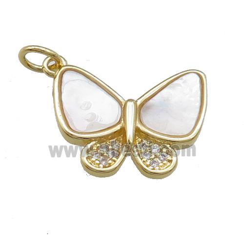 Copper Butterfly Pendant Pave Shell Zircon Gold Plated