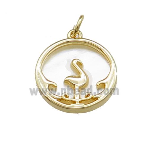 Crame Charms Copper Circle Pendant Pave Shell Zircon Gold Plated
