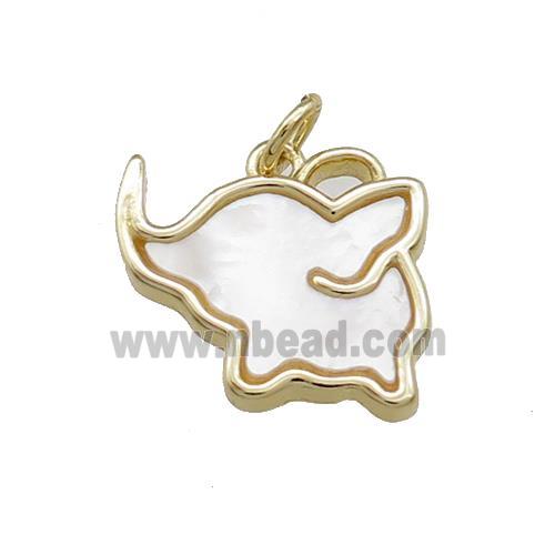 Elephant Charms Copper Pendant Pave Shell Gold Plated