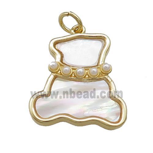 Bear Charms Copper Pendant Pave Shell Zircon Gold Plated