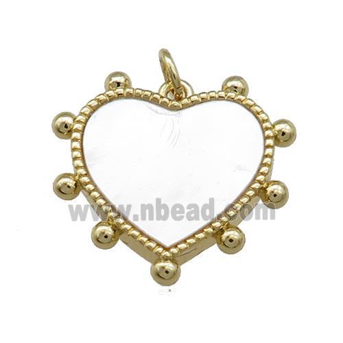 Copper Hear Charms Pendant Pave Shell Gold Plated