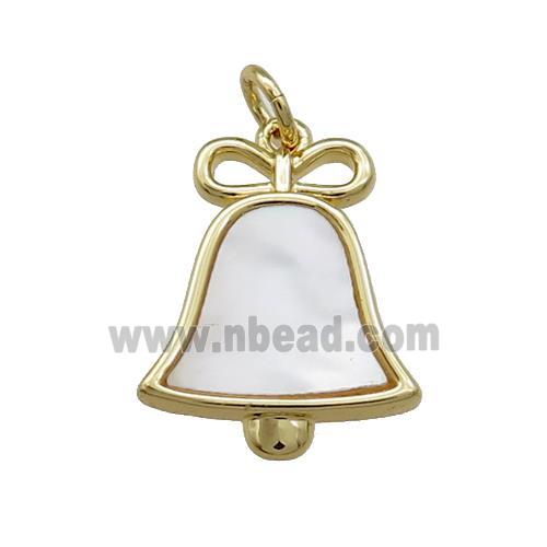 Christmas Bell Charms Copper Pendant Pave Shell Gold Plated