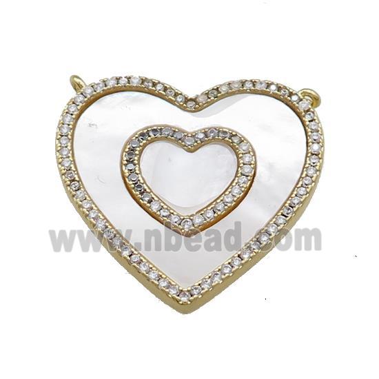 Copper Heart Pendant Pave Shell Zircon Gold Plated
