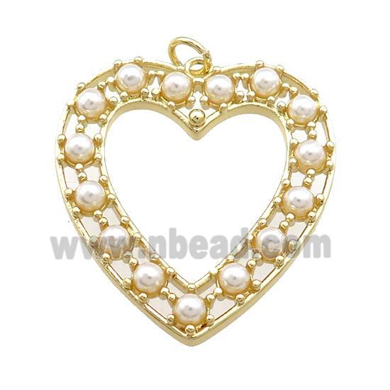 Copper Heart Pendant Pave Pearlized Resin Gold Plated