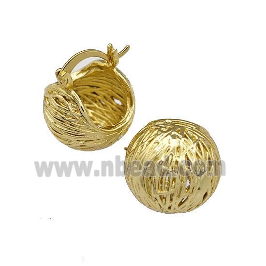 Copper Latchback Earrings Brushed Birds Nest Gold Plated