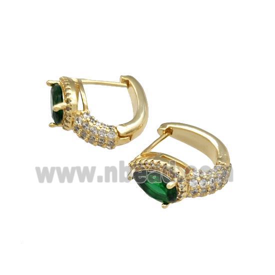 Copper Latchback Earrings Pave Zircon Gold Plated