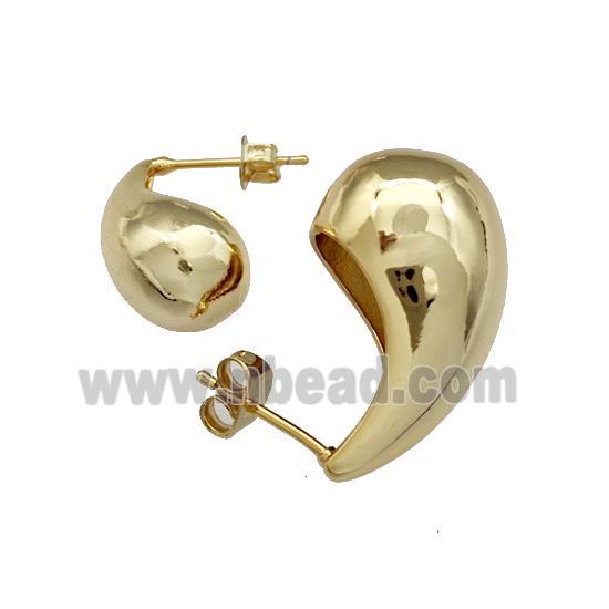 Copper Teardrop Stud Earrings Gold Plated