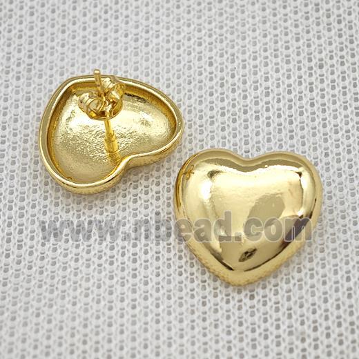 Copper Heart Stud Earrings Gold Plated