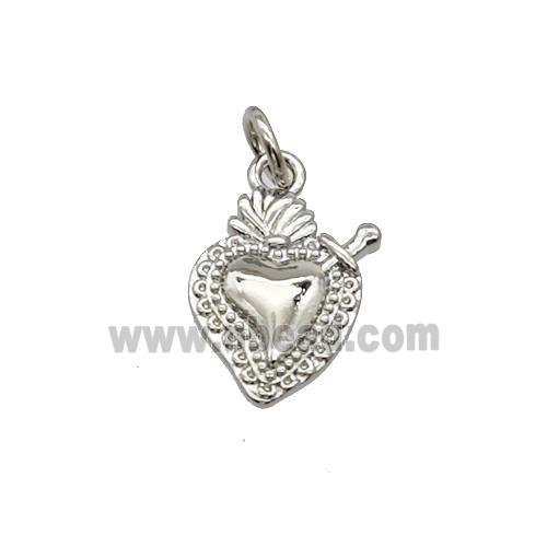 Sacred Heart Charms Copper Pendant Platinum Plated