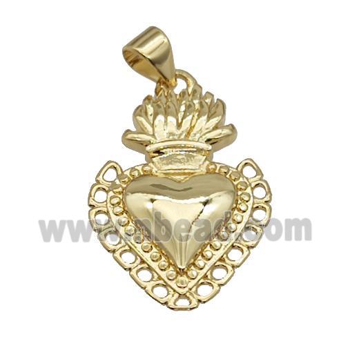 Sacred Heart Charms Copper Pendant Gold Plated