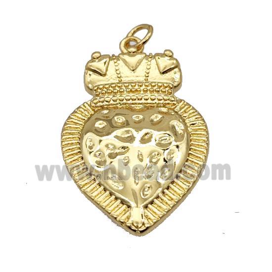 Copper Heart Pendant Crown Gold Plated
