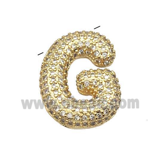 Copper Pendant Pave Zircon Letter-G Gold Plated