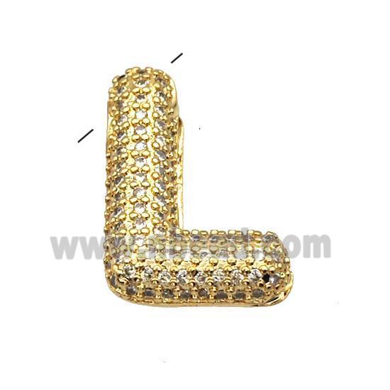 Copper Pendant Pave Zircon Letter-L Gold Plated