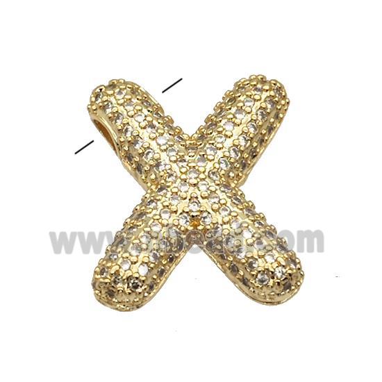 Copper Pendant Pave Zircon Letter-X Gold Plated