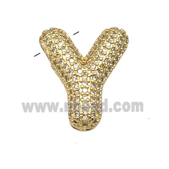 Copper Pendant Pave Zircon Letter-Y Gold Plated