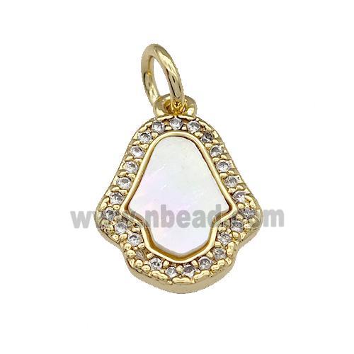Copper Hands Pendant Pave Shell Zirconia 18K Gold Plated