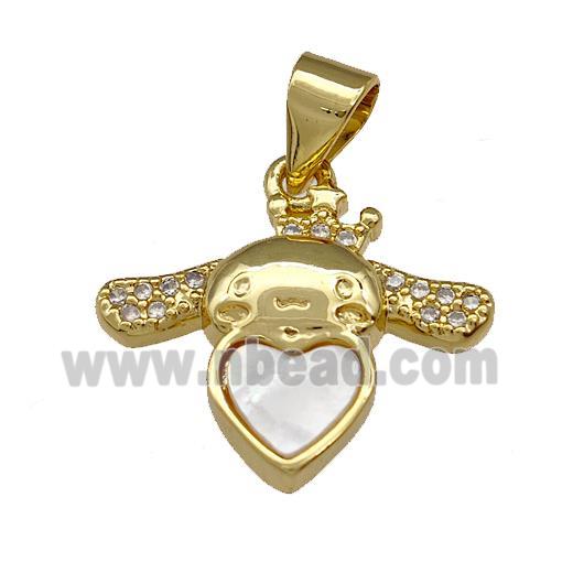 Copper Honeybee Pendant Pave Shell Zirconia 18K Gold Plated