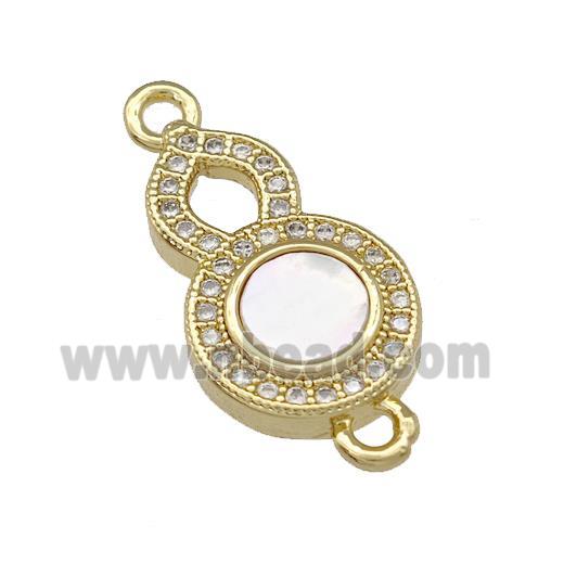 Copper Gourd Connector Pave Shell Zirconia 18K Gold Plated