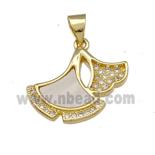 Shark-Tail Charms Copper Pendant Pave Shell Zirconia 18K Gold Plated