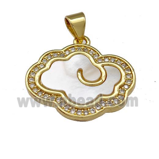 Copper Cloud Pendant Pave Shell Zirconia 18K Gold Plated