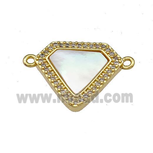 Copper Triangle Pendant Pave Shell Zirconia 18K Gold Plated