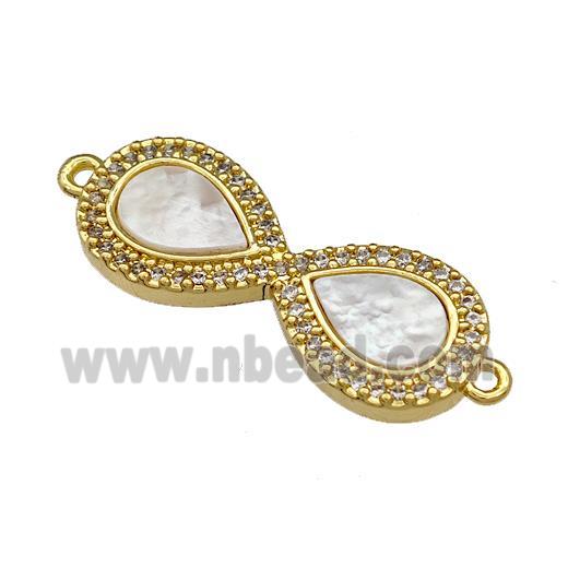 Copper Infinity Connector Pave Shell Zirconia 18K Gold Plated