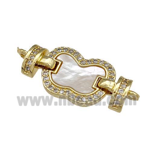 Copper Apple Connector Pave Shell Zirconia 18K Gold Plated
