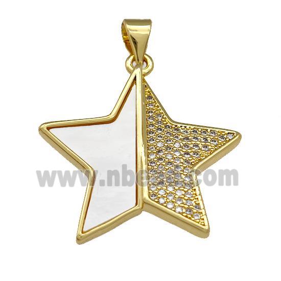 Copper Star Pendant Pave Shell Zirconia 18K Gold Plated