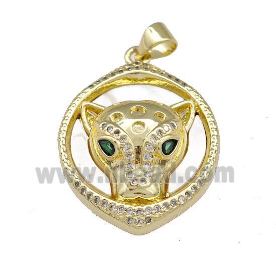 Copper Leopard Pendant Pave Shell Zirconia 18K Gold Plated
