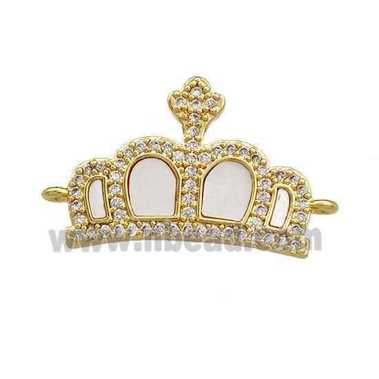 Copper Crown Connector Pave Shell Zirconia 18K Gold Plated