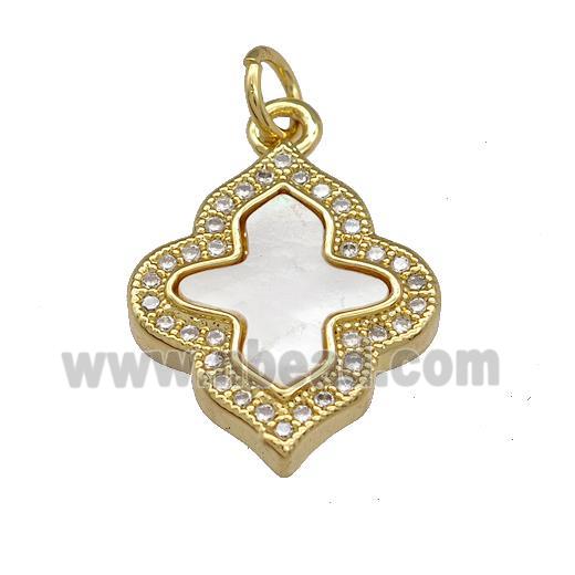 Copper Cross Pendant Pave Shell Zirconia 18K Gold Plated