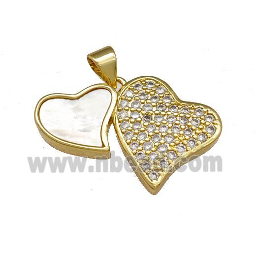 Copper Heart Pendant Pave Shell Zirconia 18K Gold Plated