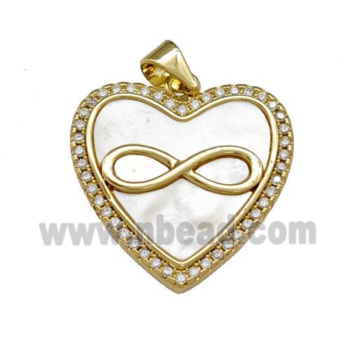 Copper Heart Pendant Pave Shell Zirconia Infinity 18K Gold Plated