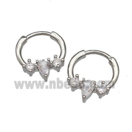 Copper Hoop Earrings Micro Pave Zirconia Platinum Plated