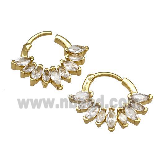 Copper Hoop Earrings Micro Pave Zirconia Gold Plated
